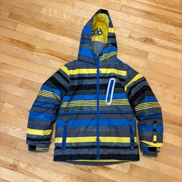 686 infiDry Jacket Waterproof Thermal Boy's Youth Medium Blue Grey Snowboard Ski - Picture 2 of 13